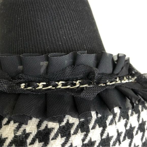WHBM black and white houndstooth ruffle trim blazer size 8 - Picture 11 of 16